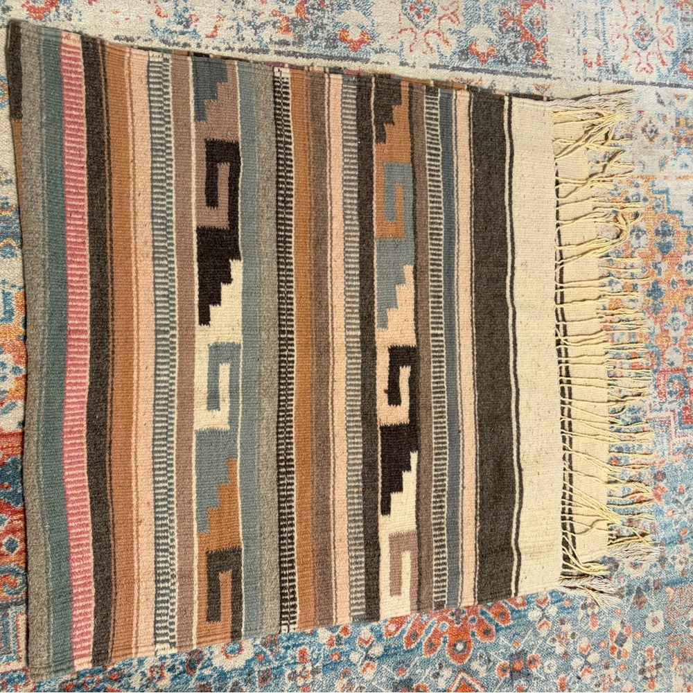 Southwest woven wool runner rug - Picture 3 of 7